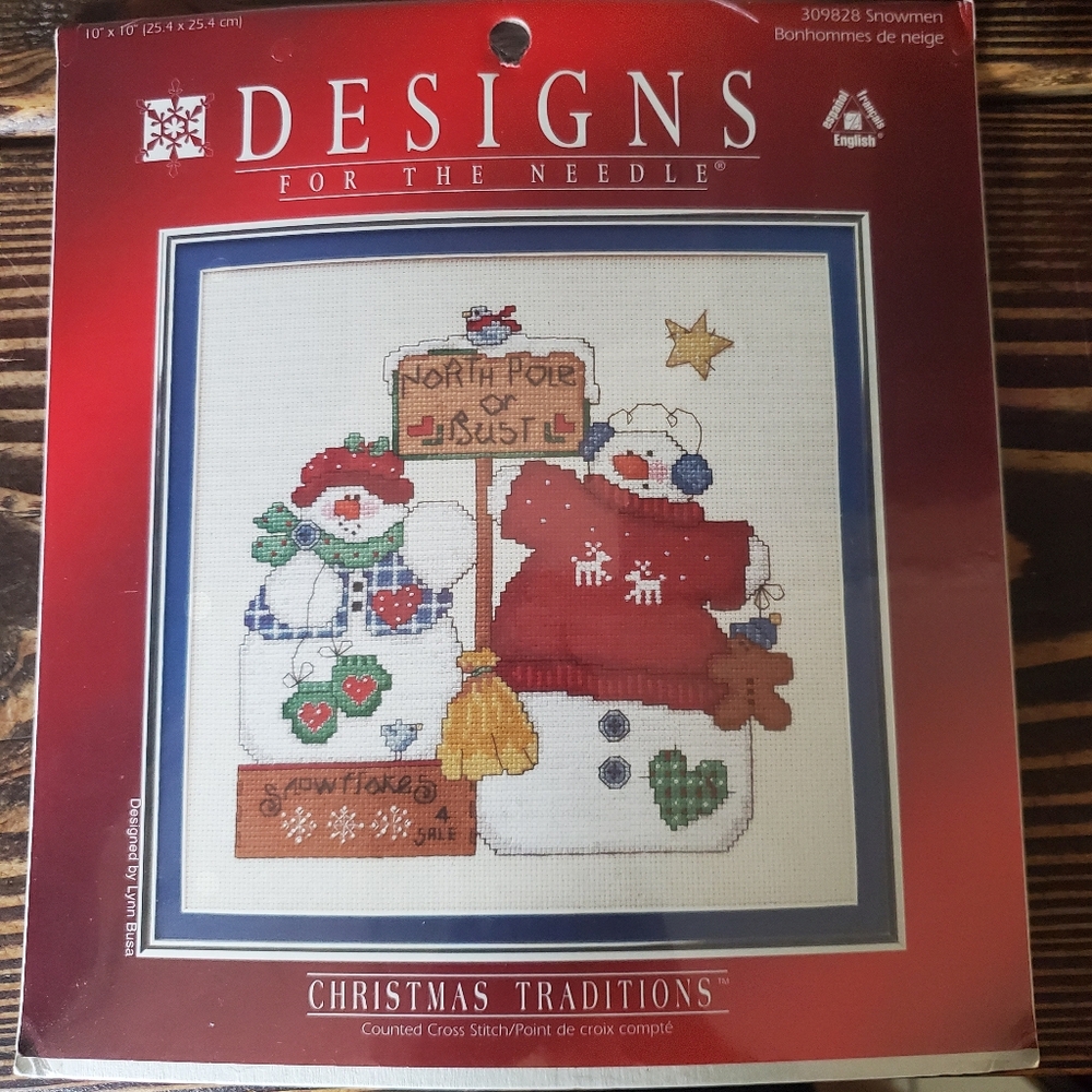 Designs For The Needle‎ Christmas Traditions Snowmen Cross Stitch Kit Vintage